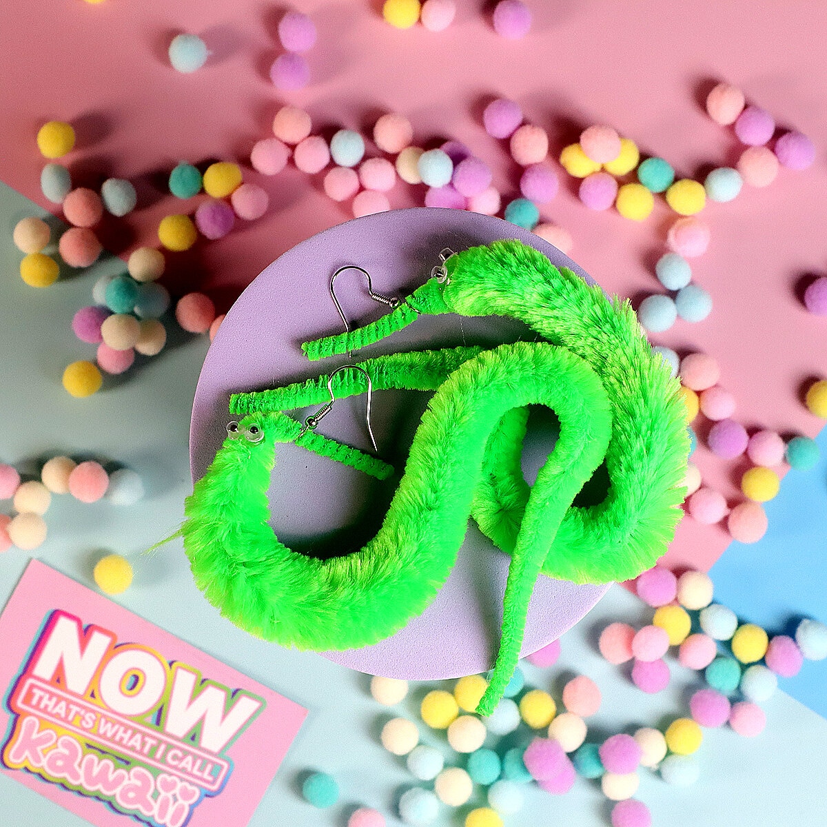 Örhängen - Squirmle, Worm on a string grön
