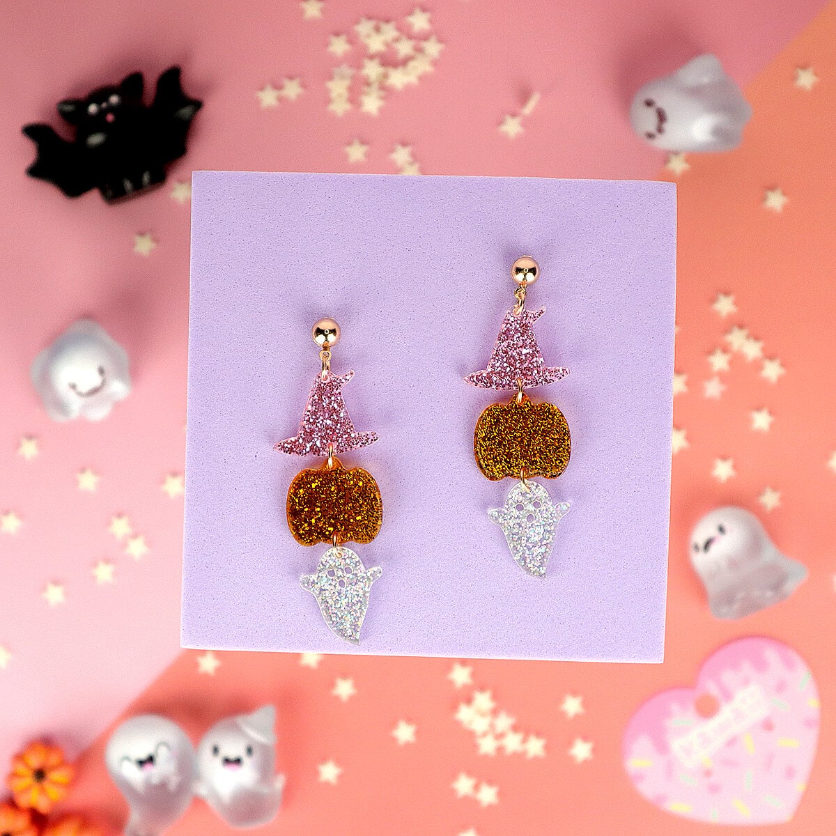 Örhängen - Glittrig pumpa med spöke