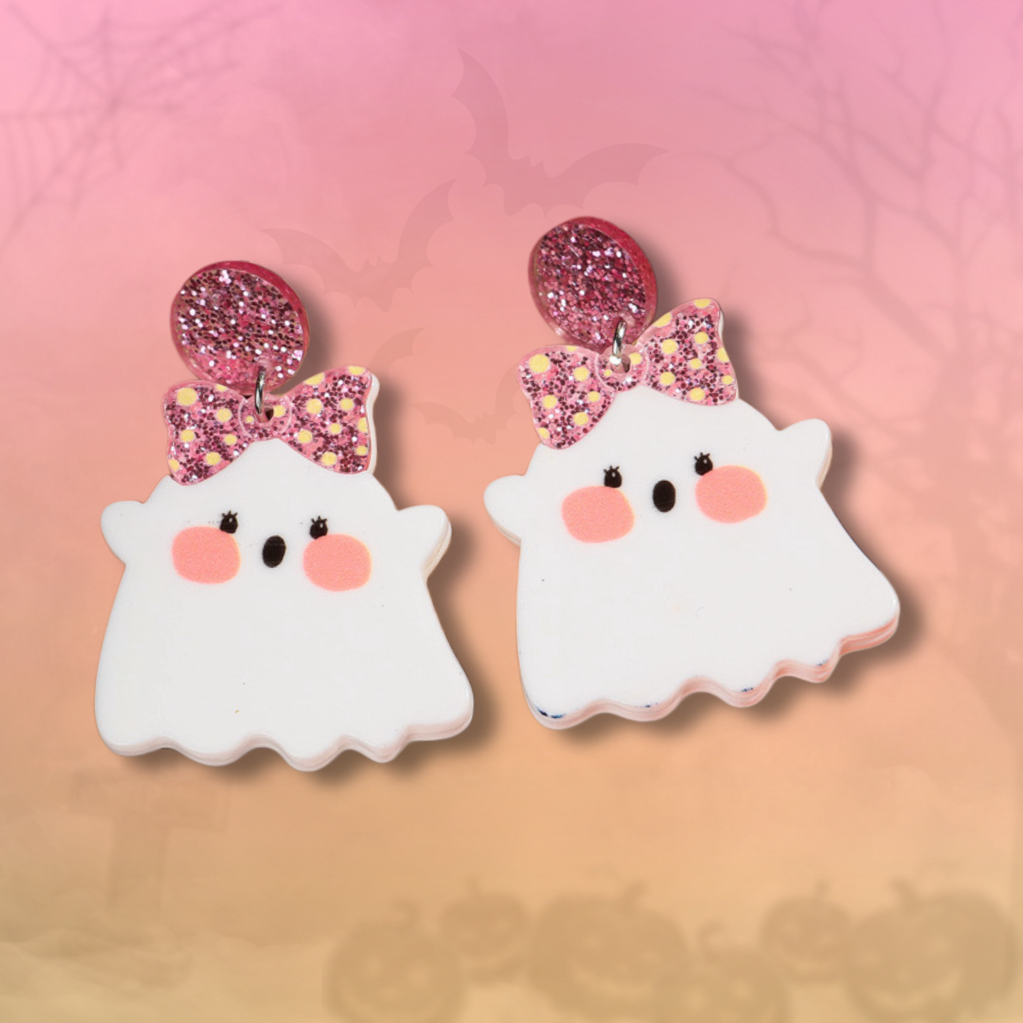 Örhängen - Gulligt spöke med rosett