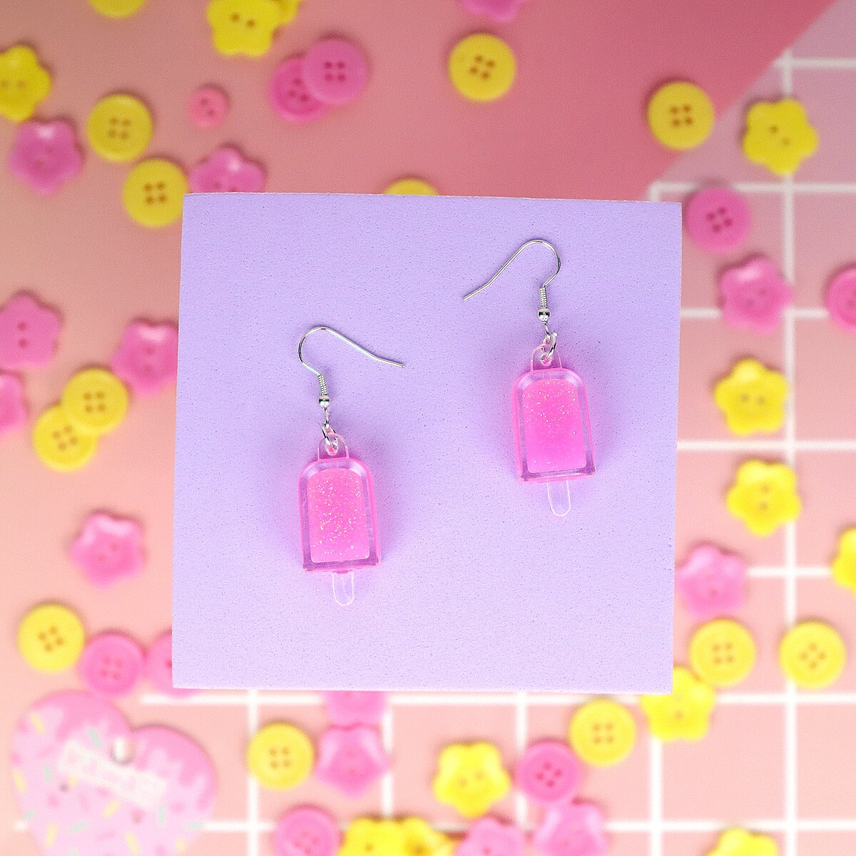 Örhängen - Rosa pinnglass