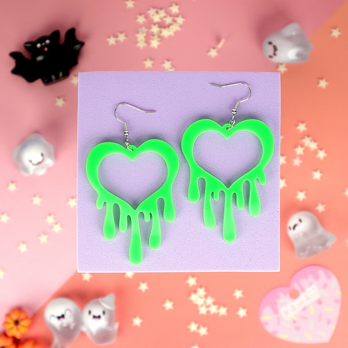 Örhängen - Grönt smältande hjärta