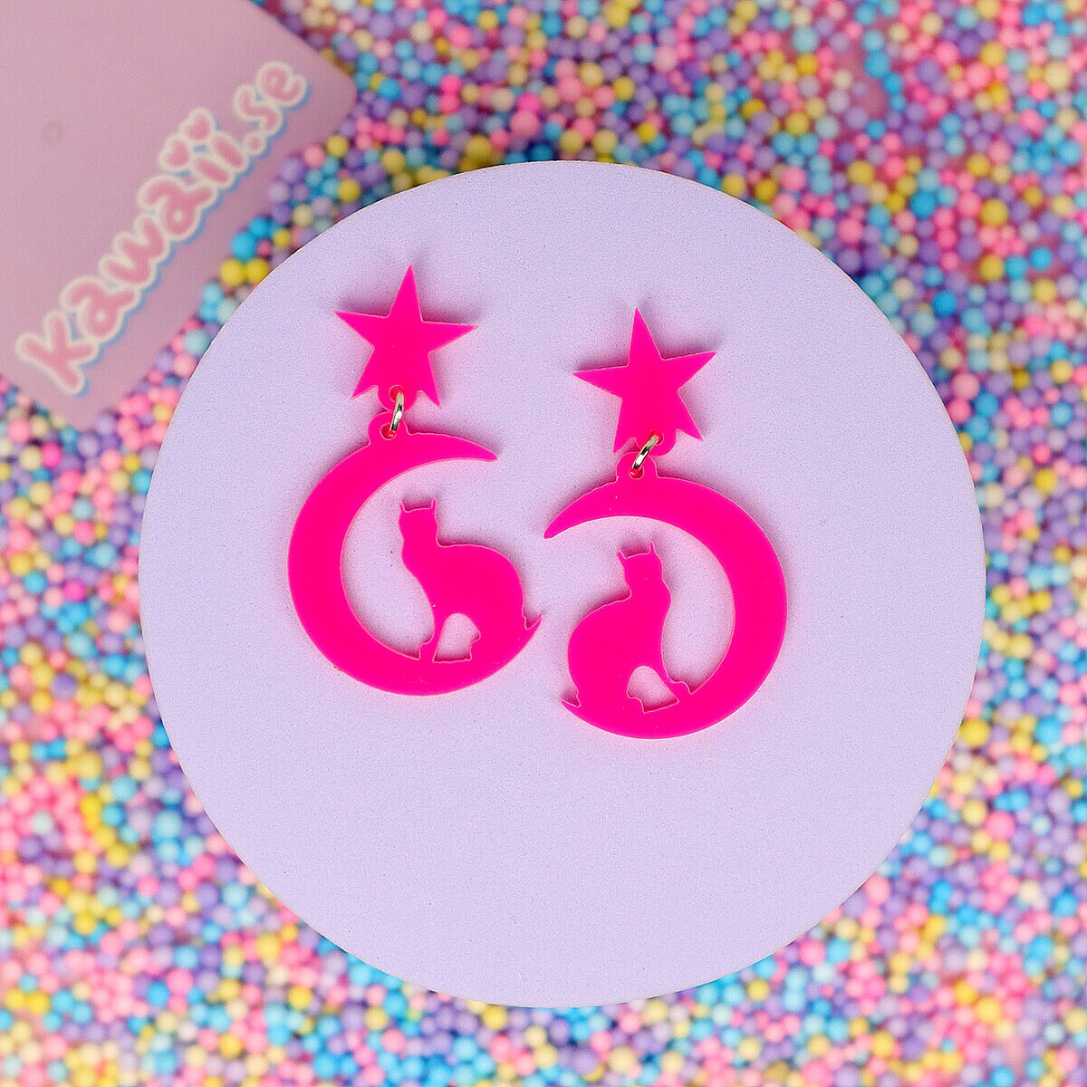 Örhängen - Hot Pink Cat Moons