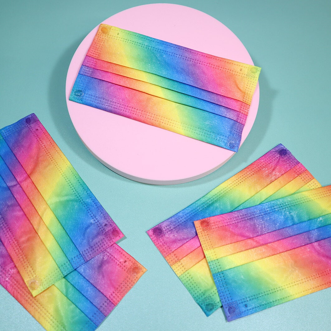 Face mask - Diagonal rainbow 10-pack