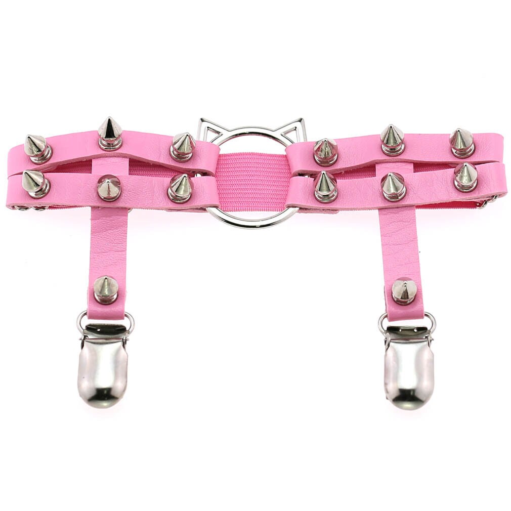 Rosa katt leg garter med nitar