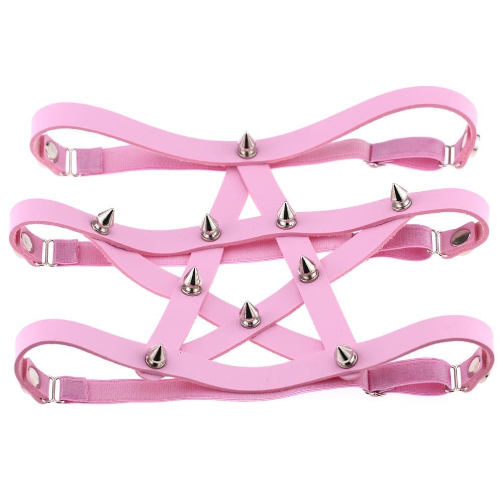 Rosa stor pentagram leg garter