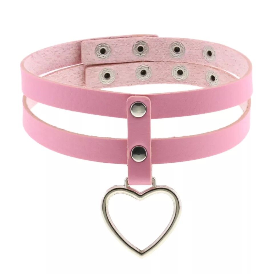 Rosa dubbel heart choker