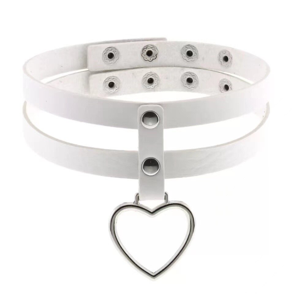 Vit dubbel heart choker
