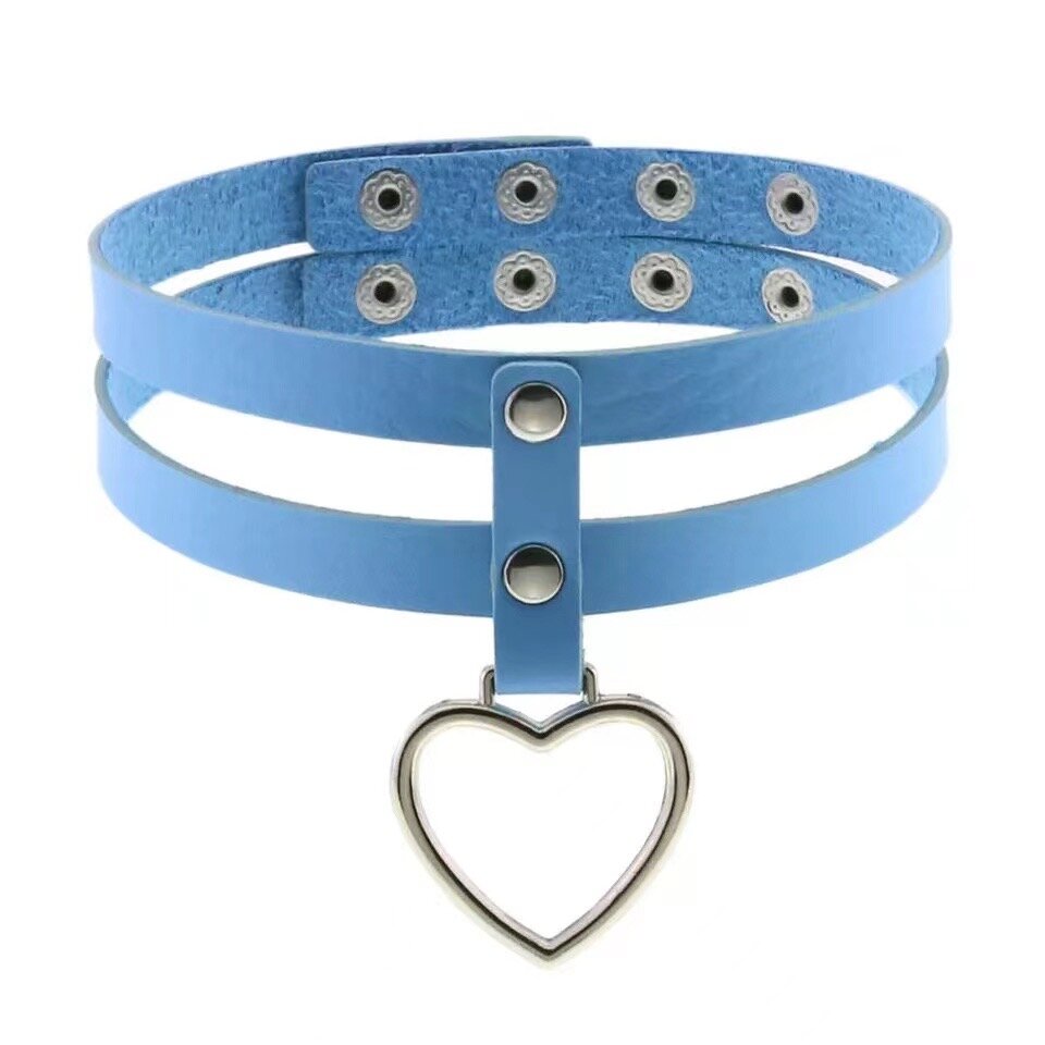 Blå dubbel heart choker