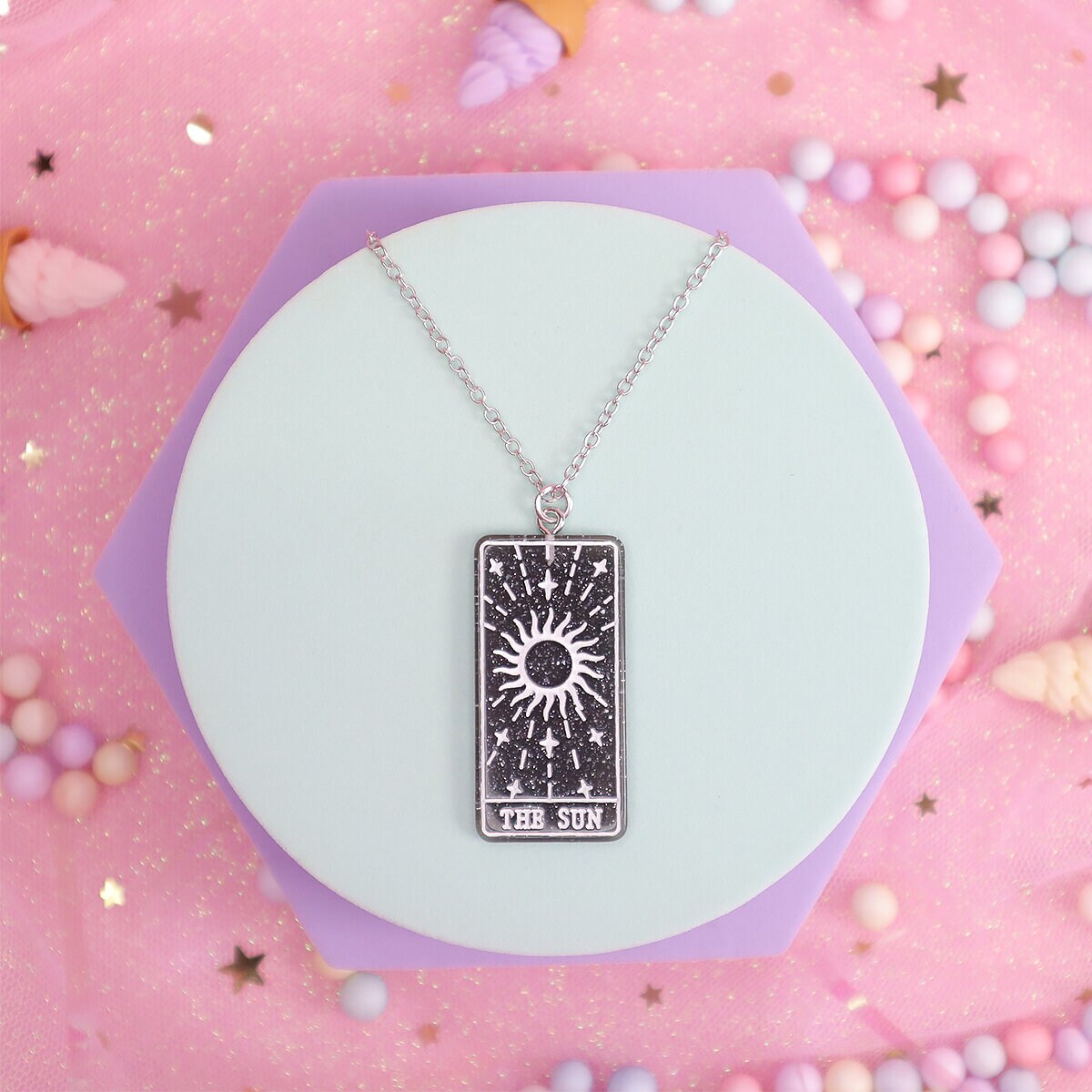 Halsband - Tarot ´the Sun´, svart-vit
