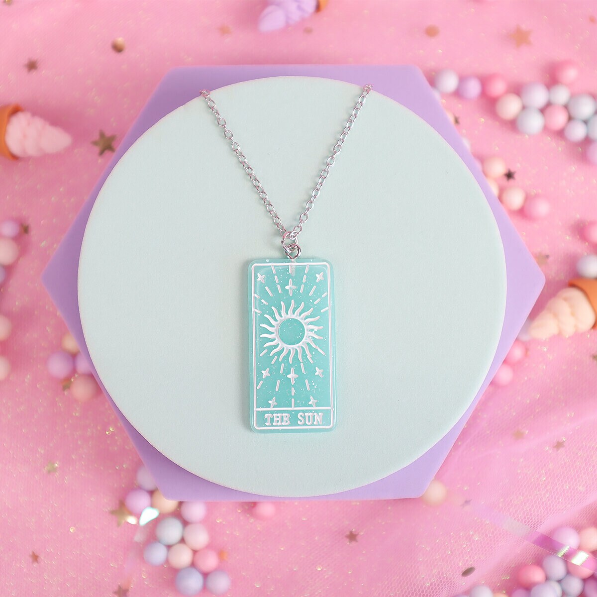 Halsband - Tarot ´the Sun´, turkos