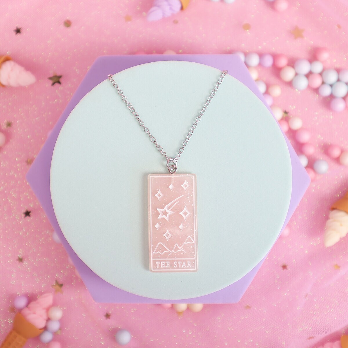 Halsband - Tarot ´the Star´, rosa