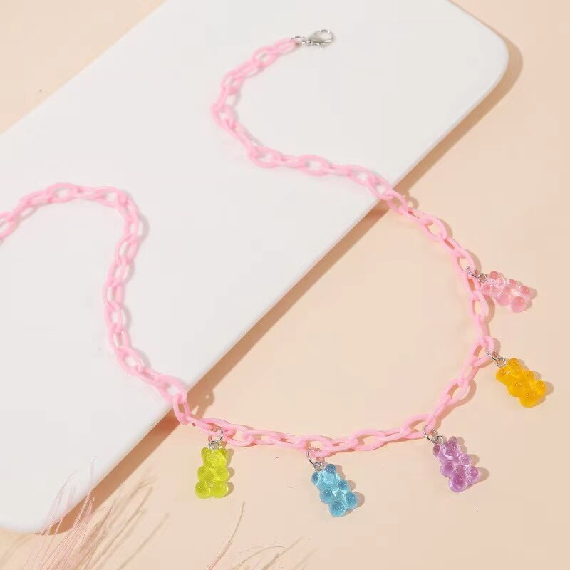 Halsband rosa kedja gummy bears