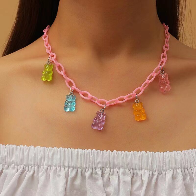 Halsband rosa kedja gummy bears
