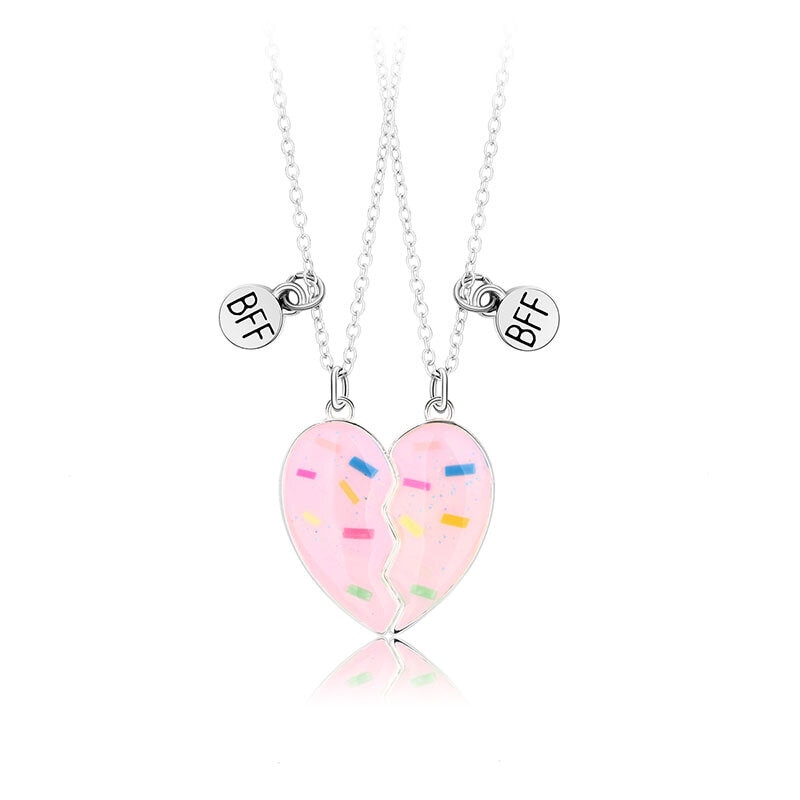 BFF-halsband rosa hjärta med strössel