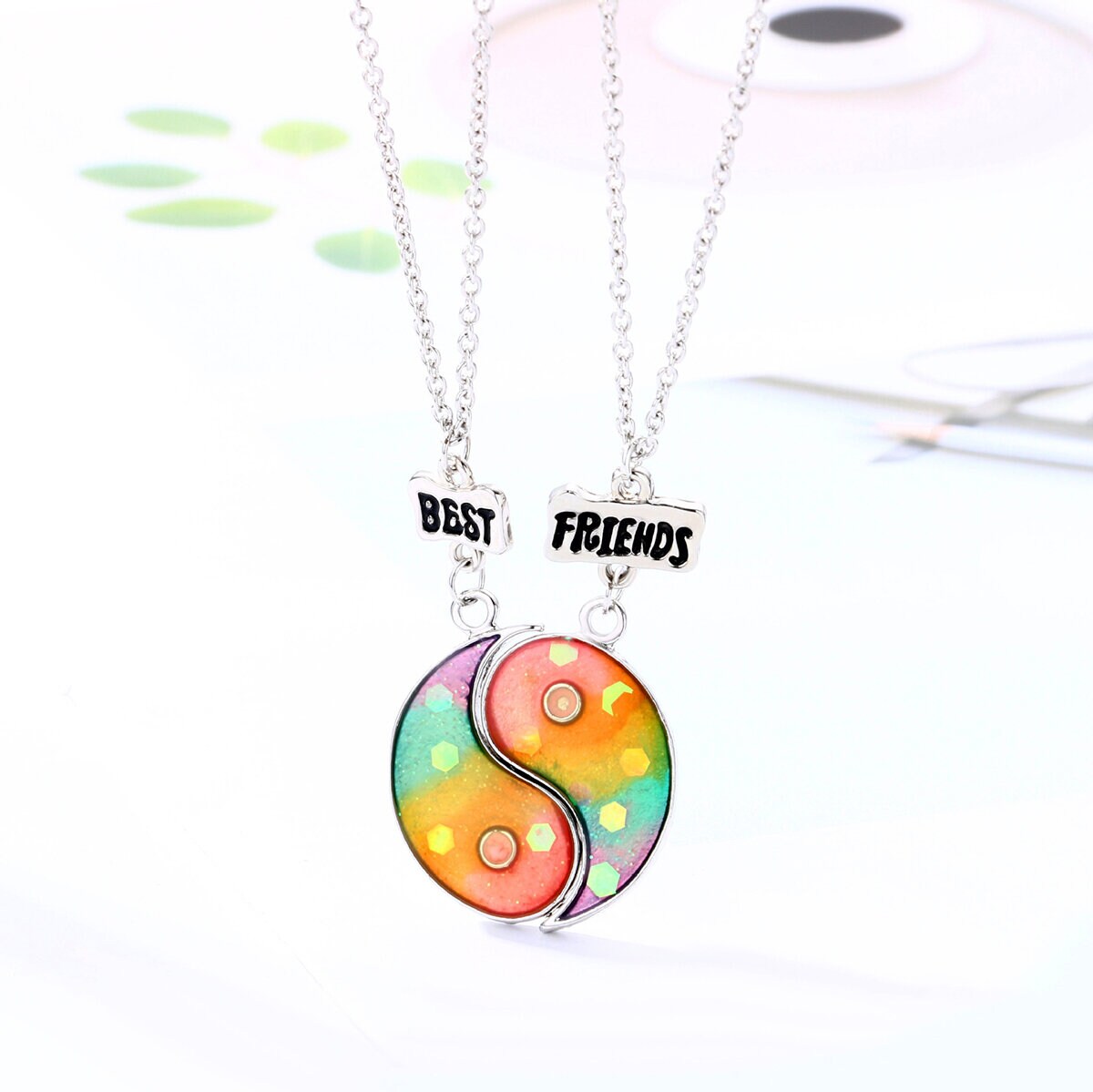 BFF-halsband ying & yang regnbåge