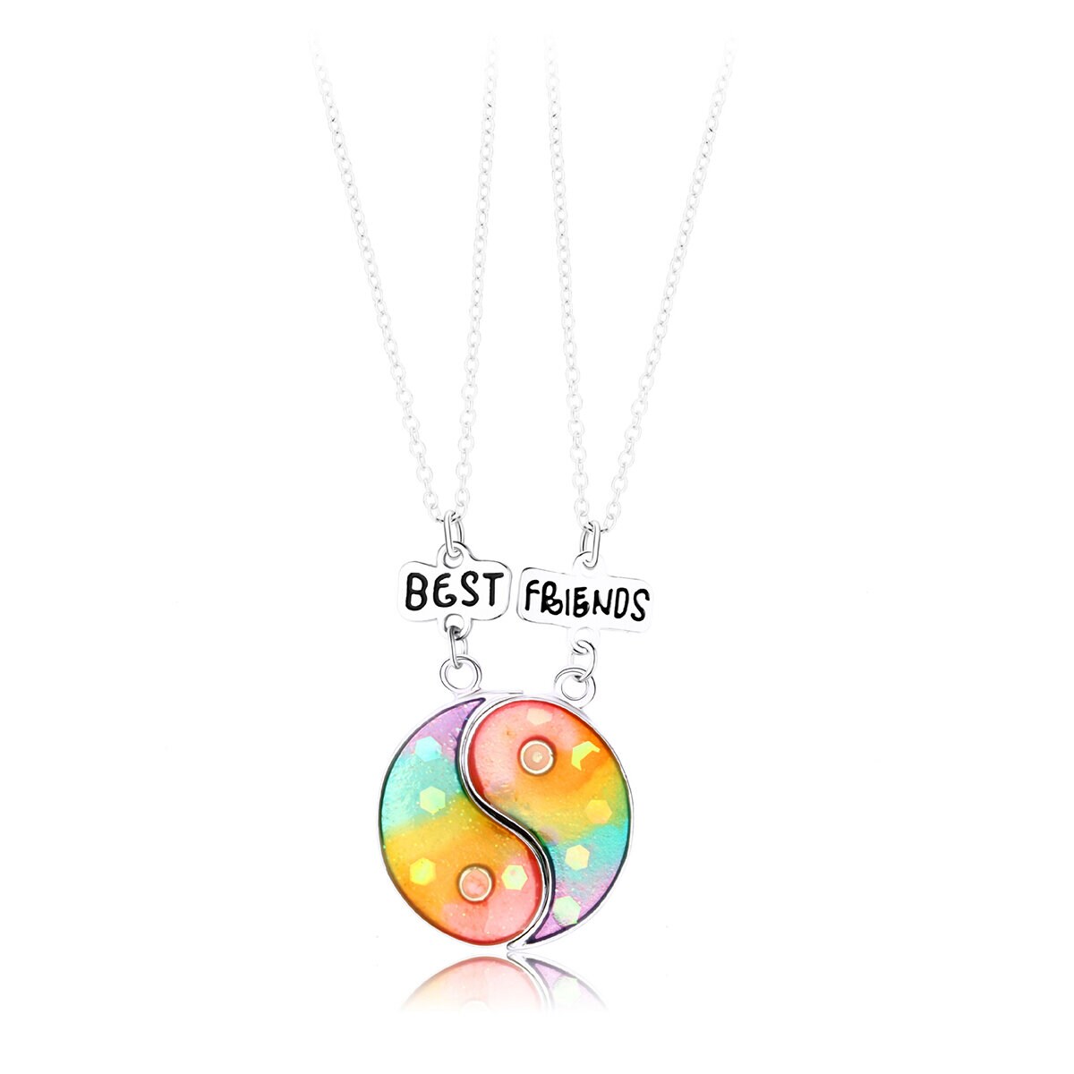 BFF-halsband ying & yang regnbåge