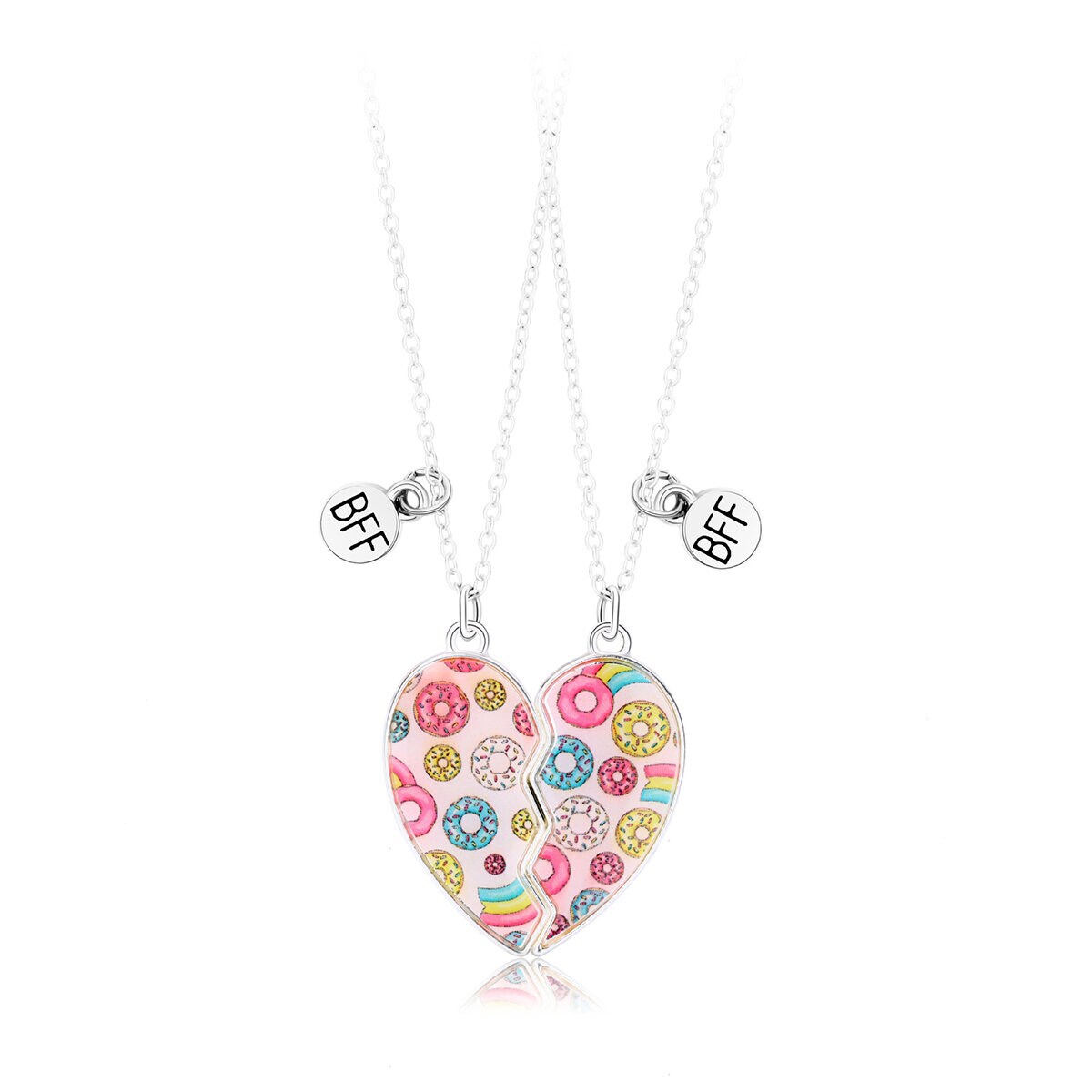 BFF-halsband rosa hjärta med donuts