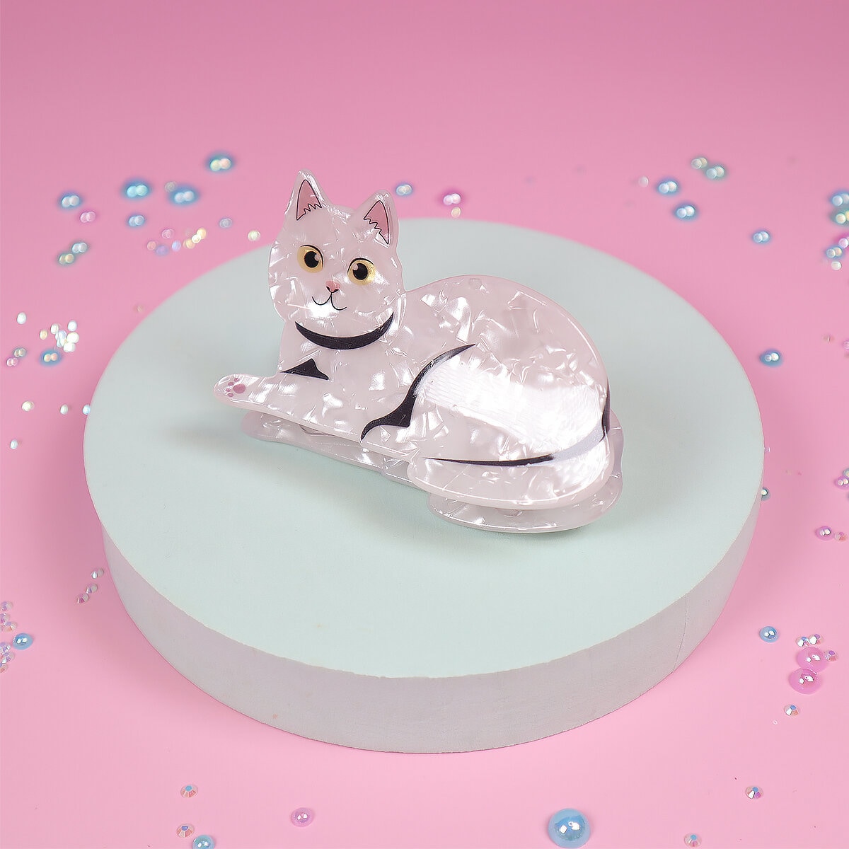 Hårklämma - Vit katt