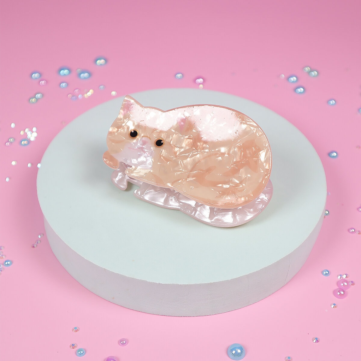 Hårklämma - Beige katt