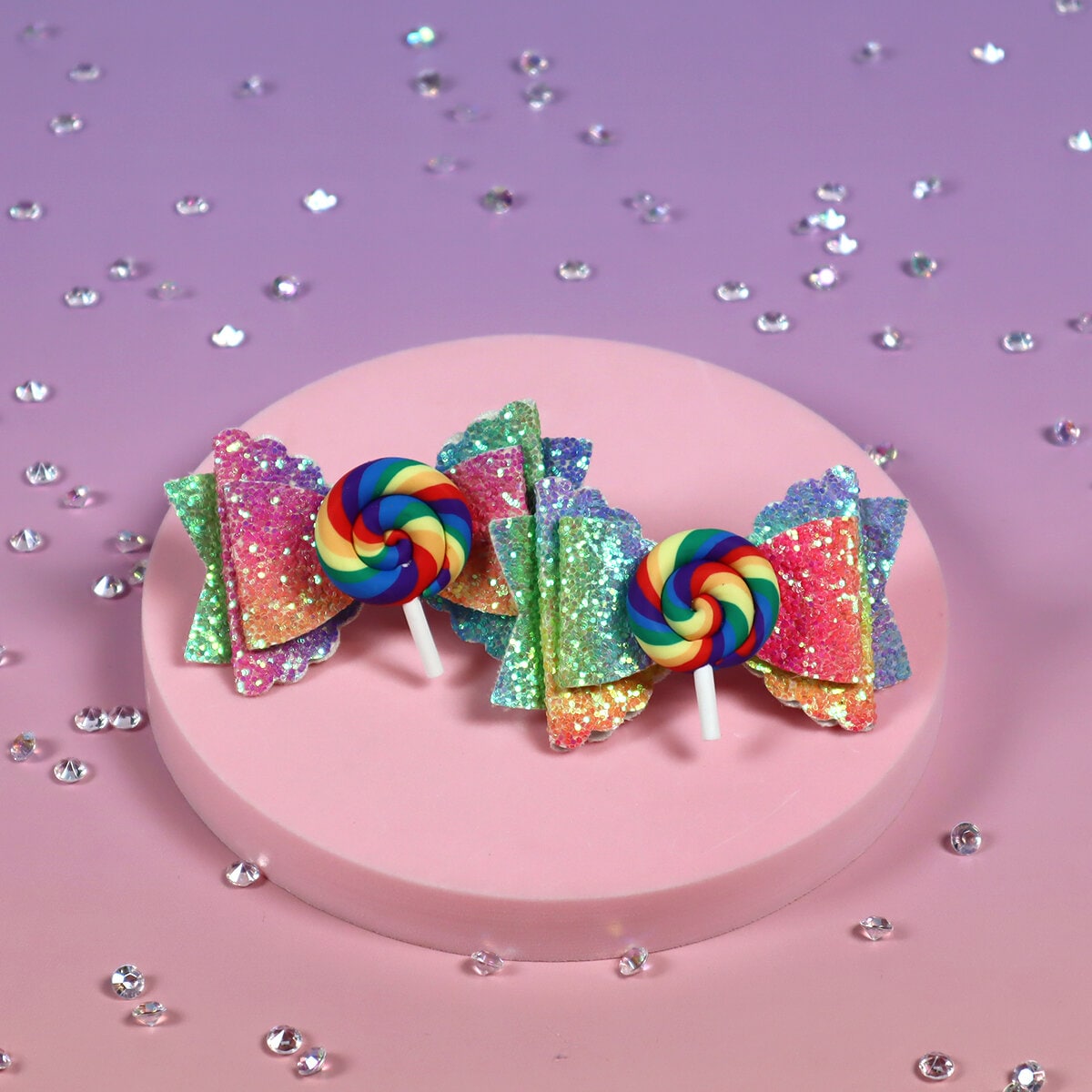 2-Pack Glittriga rosetter med klubba