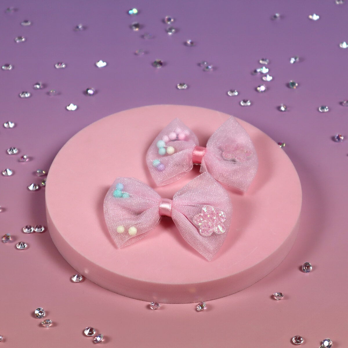 2-Pack Rosa rosetter med stjärna & bollar