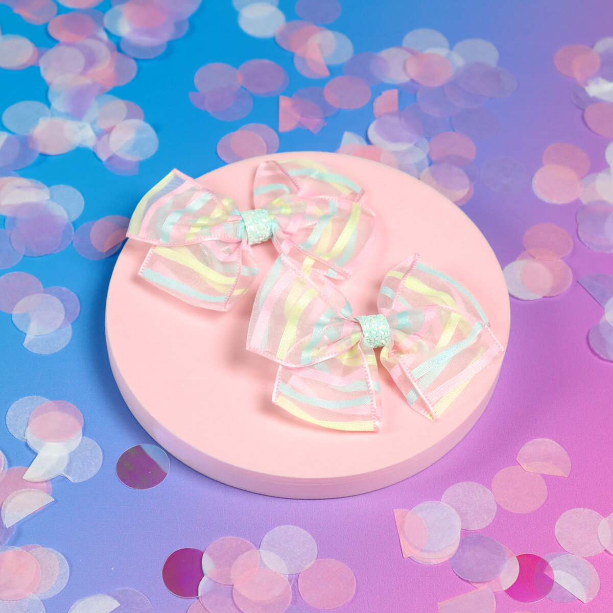 2-pack transparent pastellrandig rosett