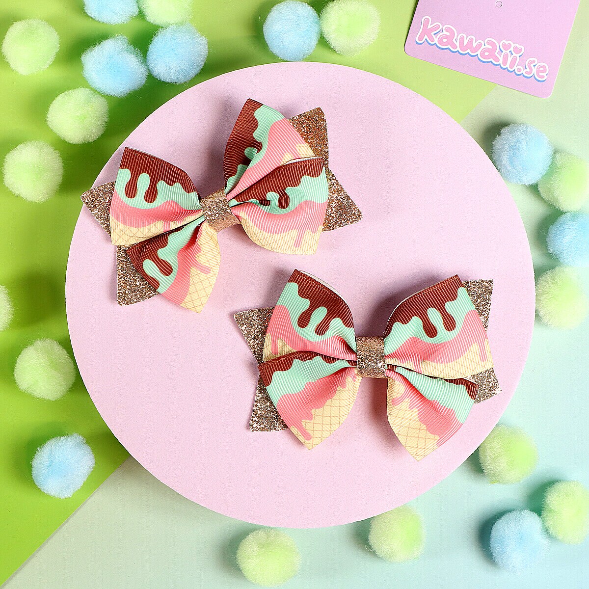 2-pack rosett - Melting ice cream med guldglitter