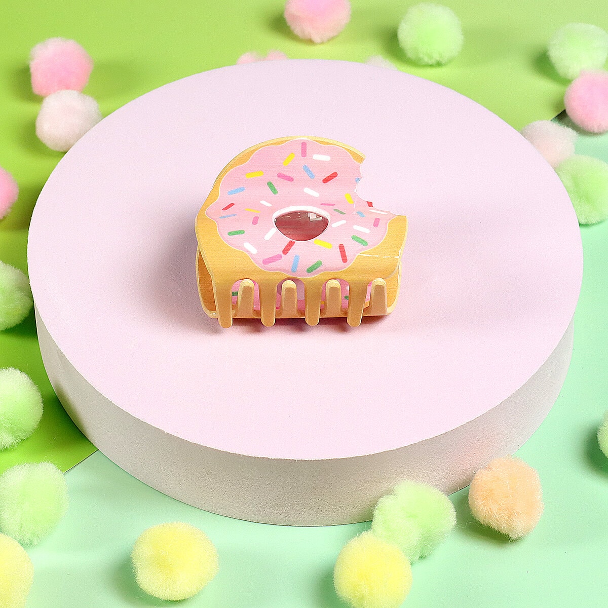 Hårklämma - Rosa donut med bett