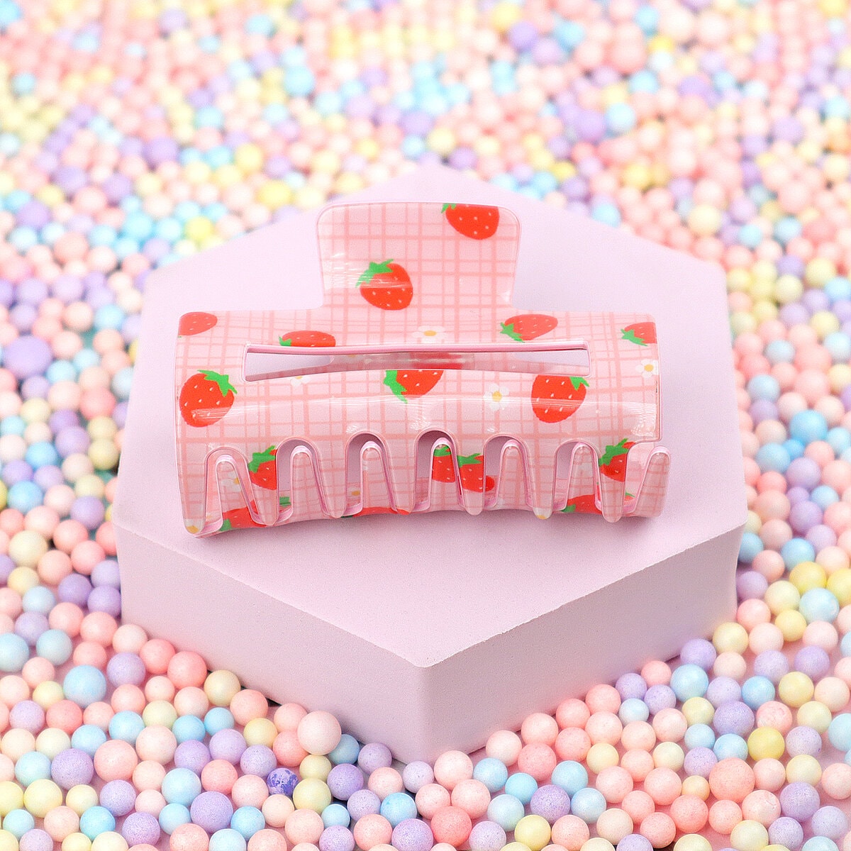 Hårklämma - Plaid Strawberries