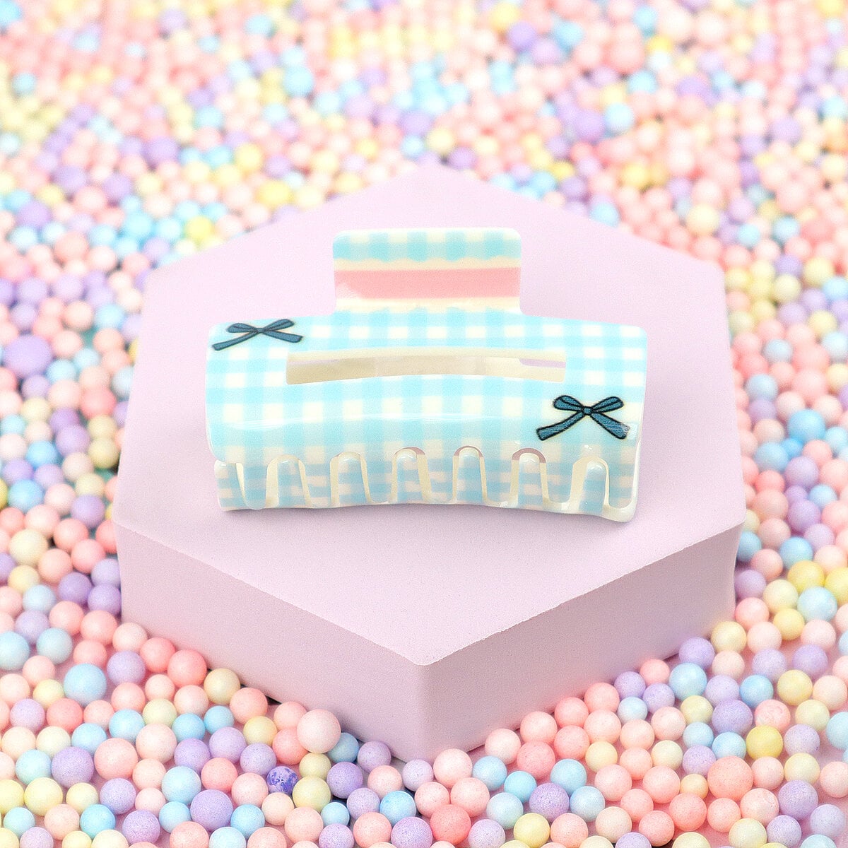 Hårklämma - Gingham Bows Blue