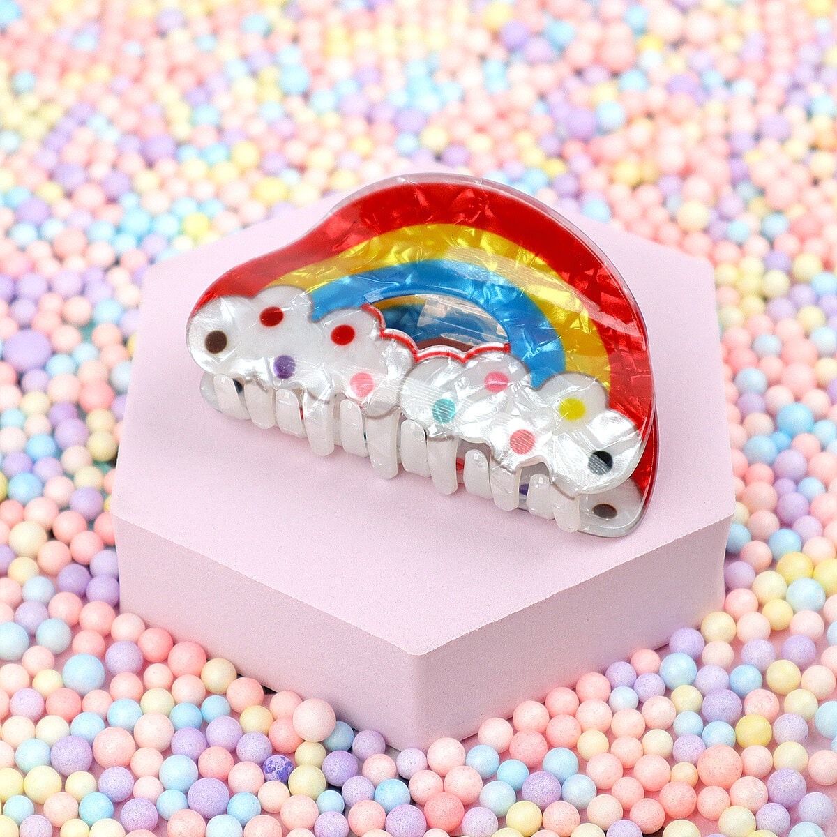 Hårklämma - Polka Dot Rainbow