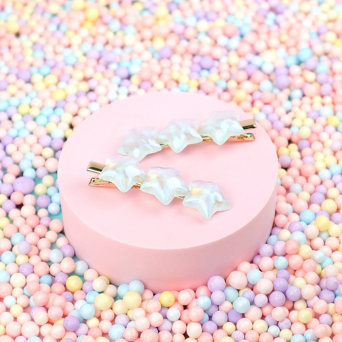 Hårklämmor 2-pack - Pearl Chubby Stars