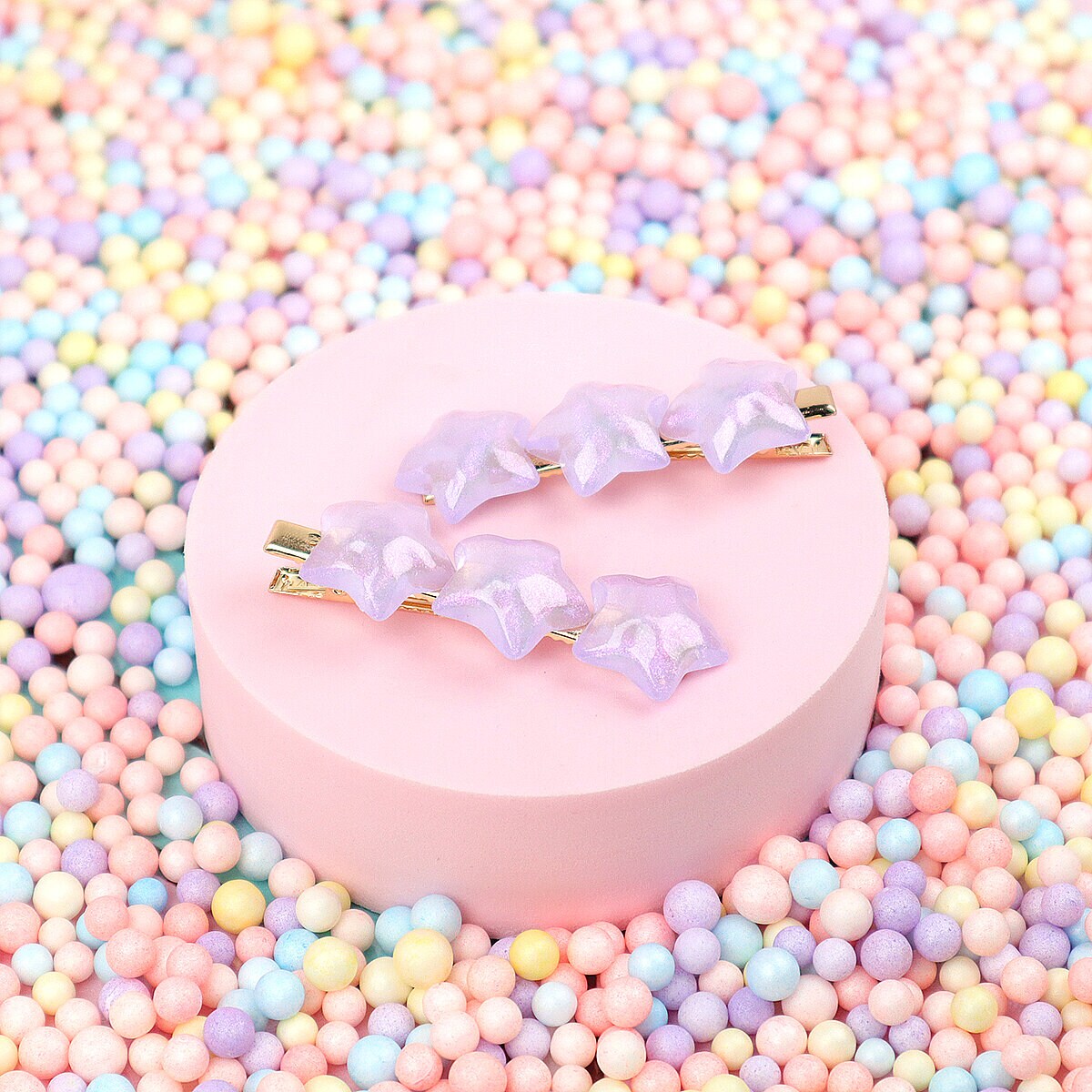 Hårklämmor 2-pack - Purple Chubby Stars
