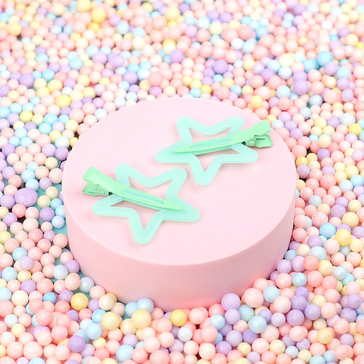 Hårklämmor 2-pack - Dusky Stars Green