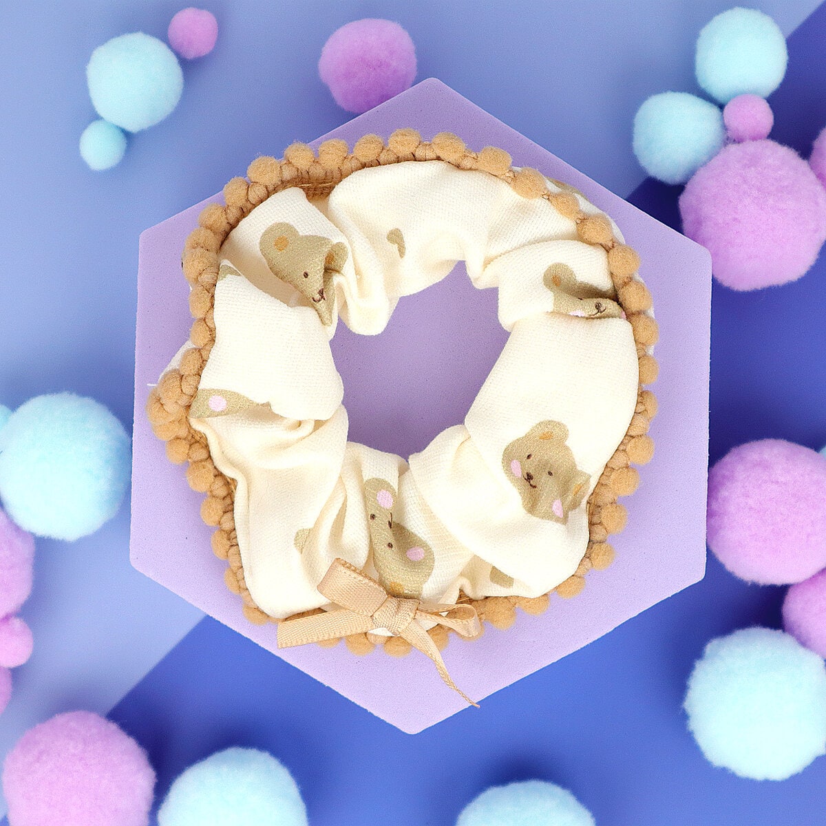 Scrunchie - Cream Bear Bow