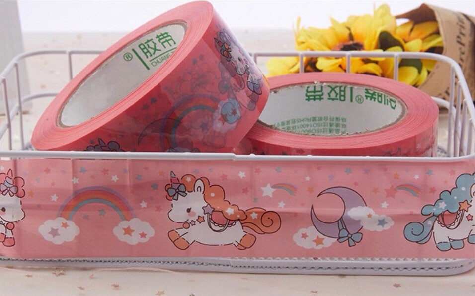 Rosa packtejp unicorns