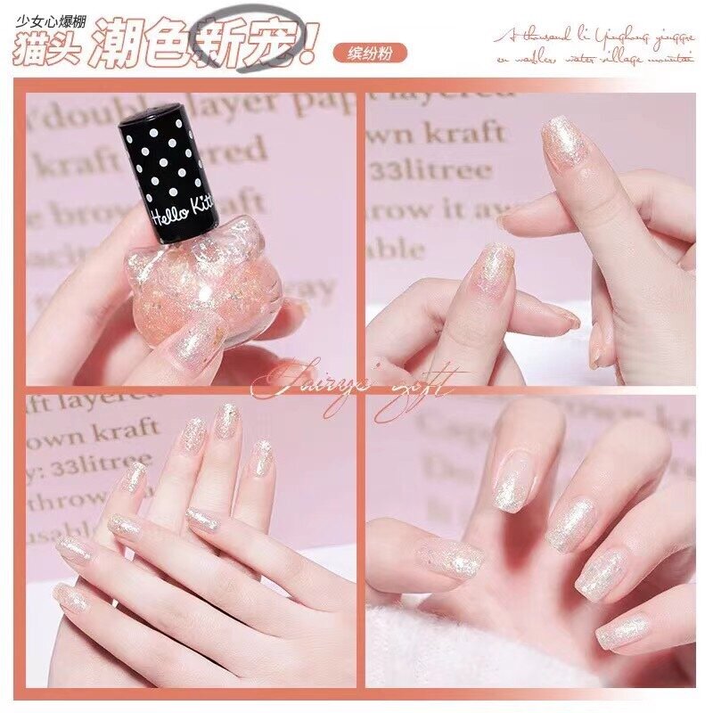 Hello Kitty-nagellack ljusrosa glitter