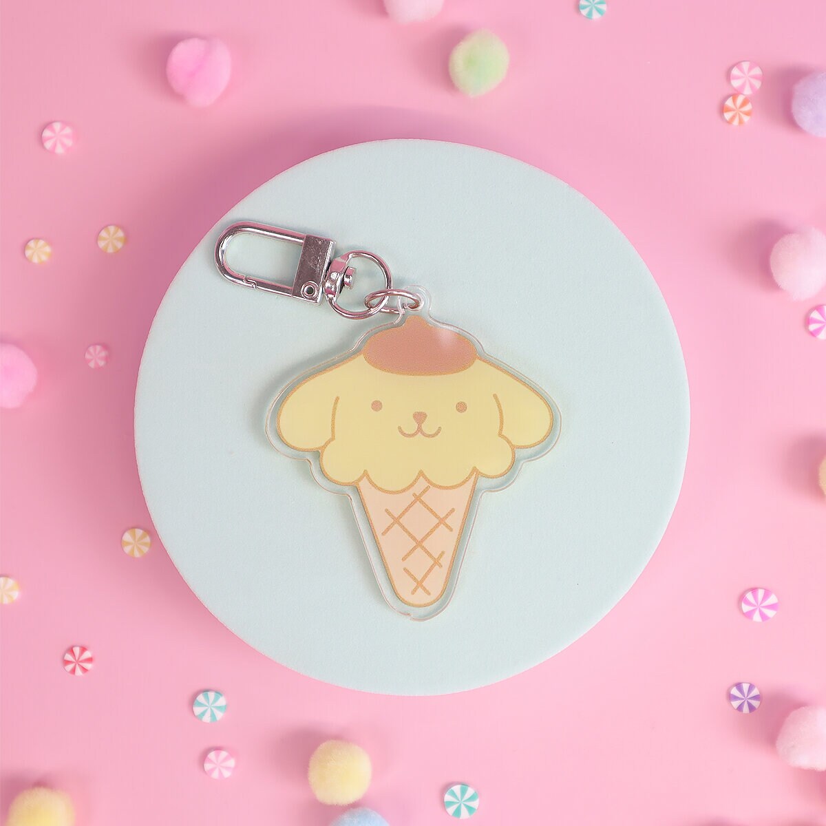 Bag charm Pompom Purin ice cream