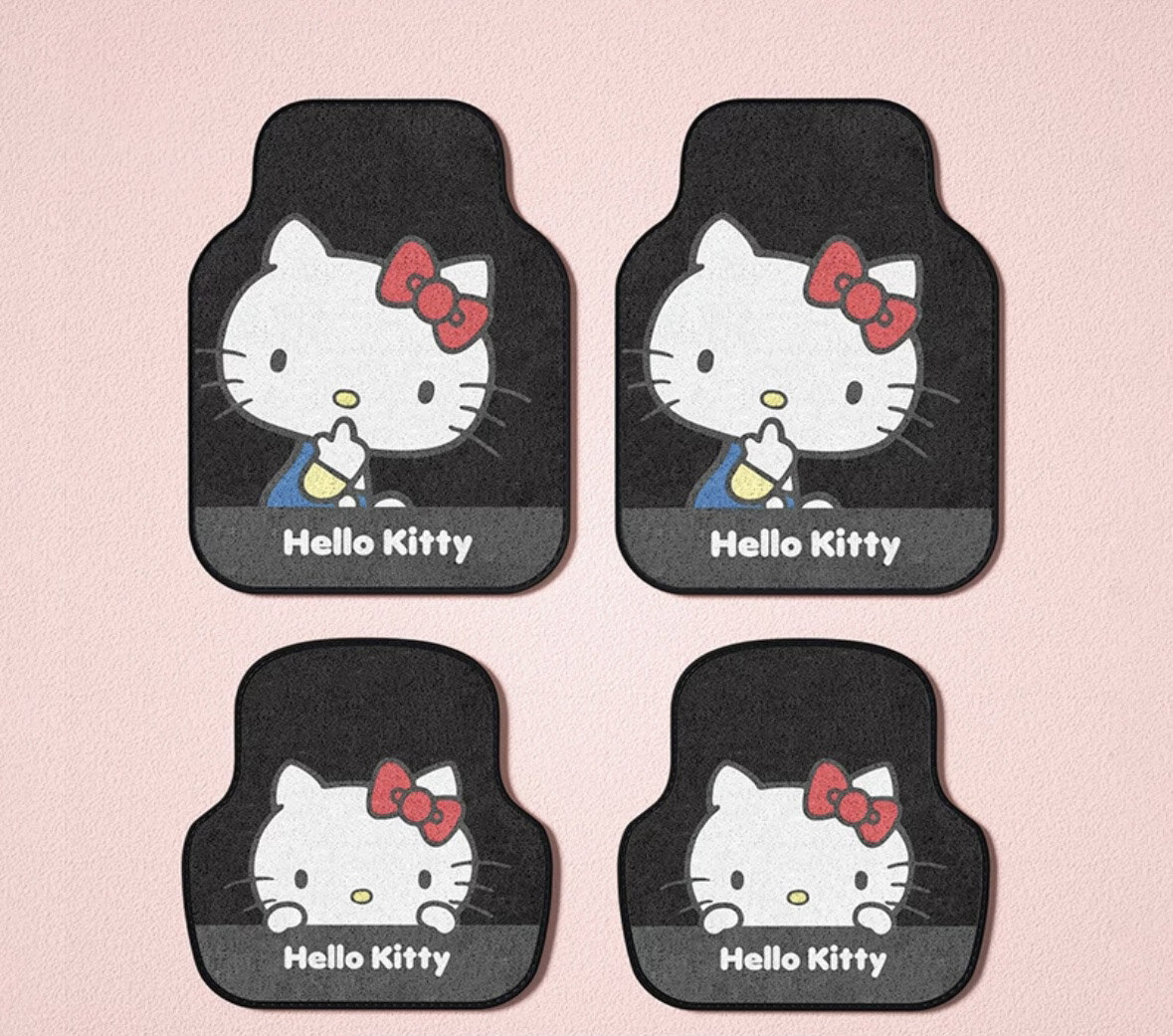 Bilmattor svart Hello Kitty 4-pack