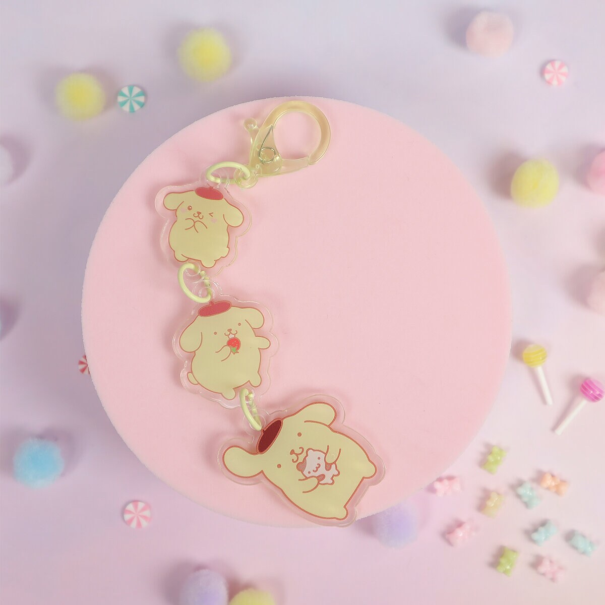 Bag charm Pom Pom Purin x3