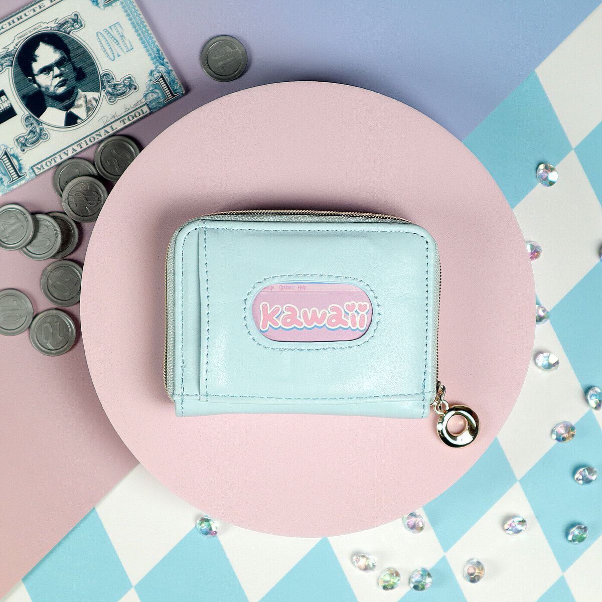 Liten pastellig Cinnamoroll-plånbok med rosett