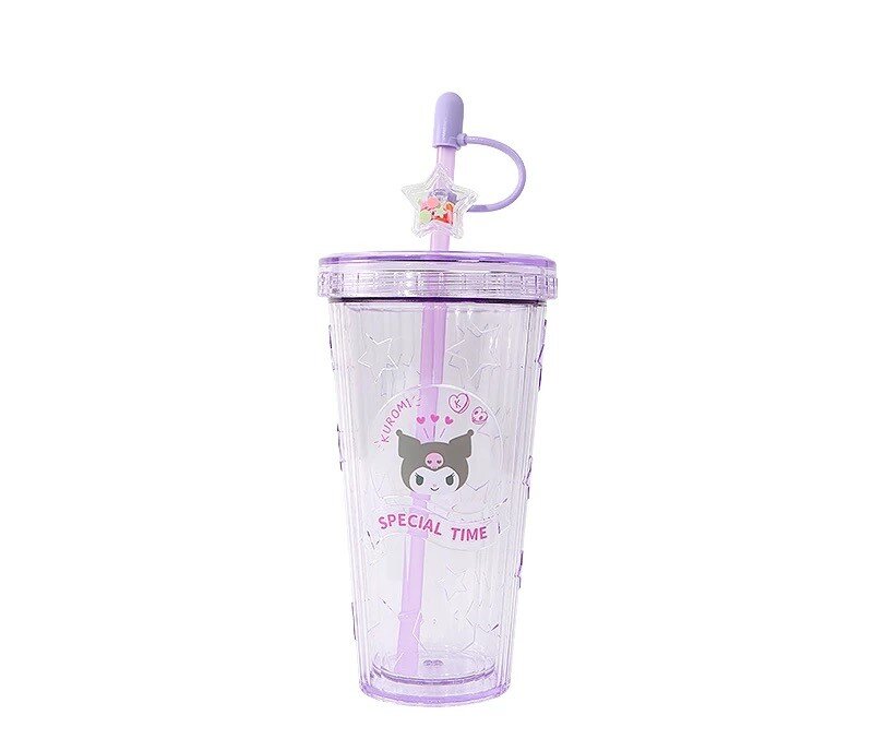 Transparent tumbler med straw topper - Kuromi