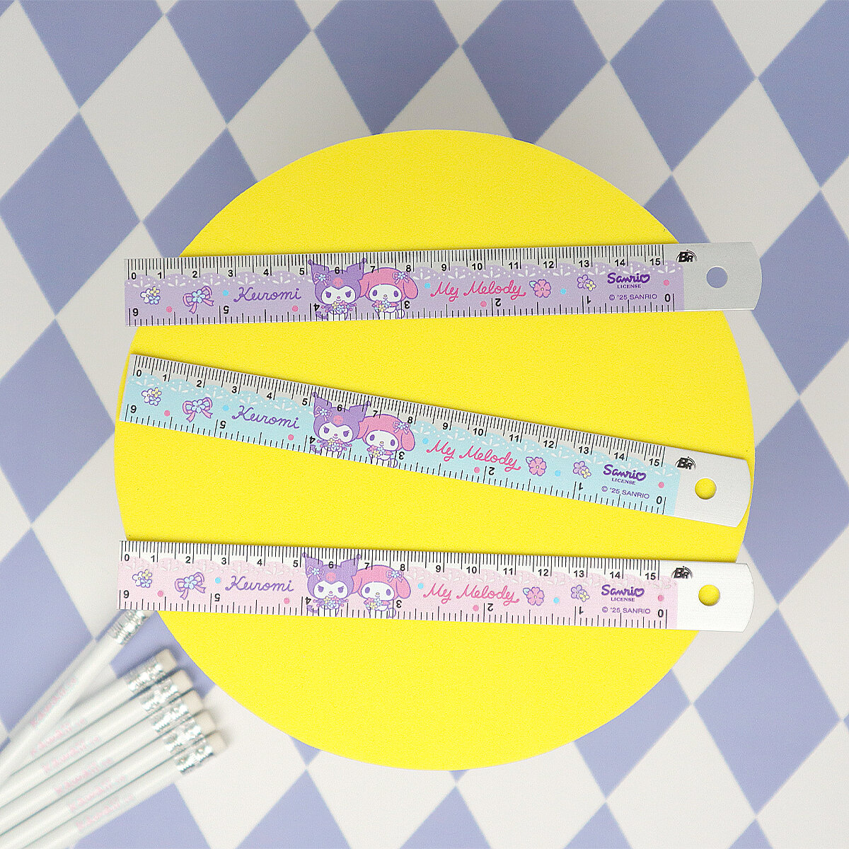Linjal - Kuromi & My Melody 15cm Stål