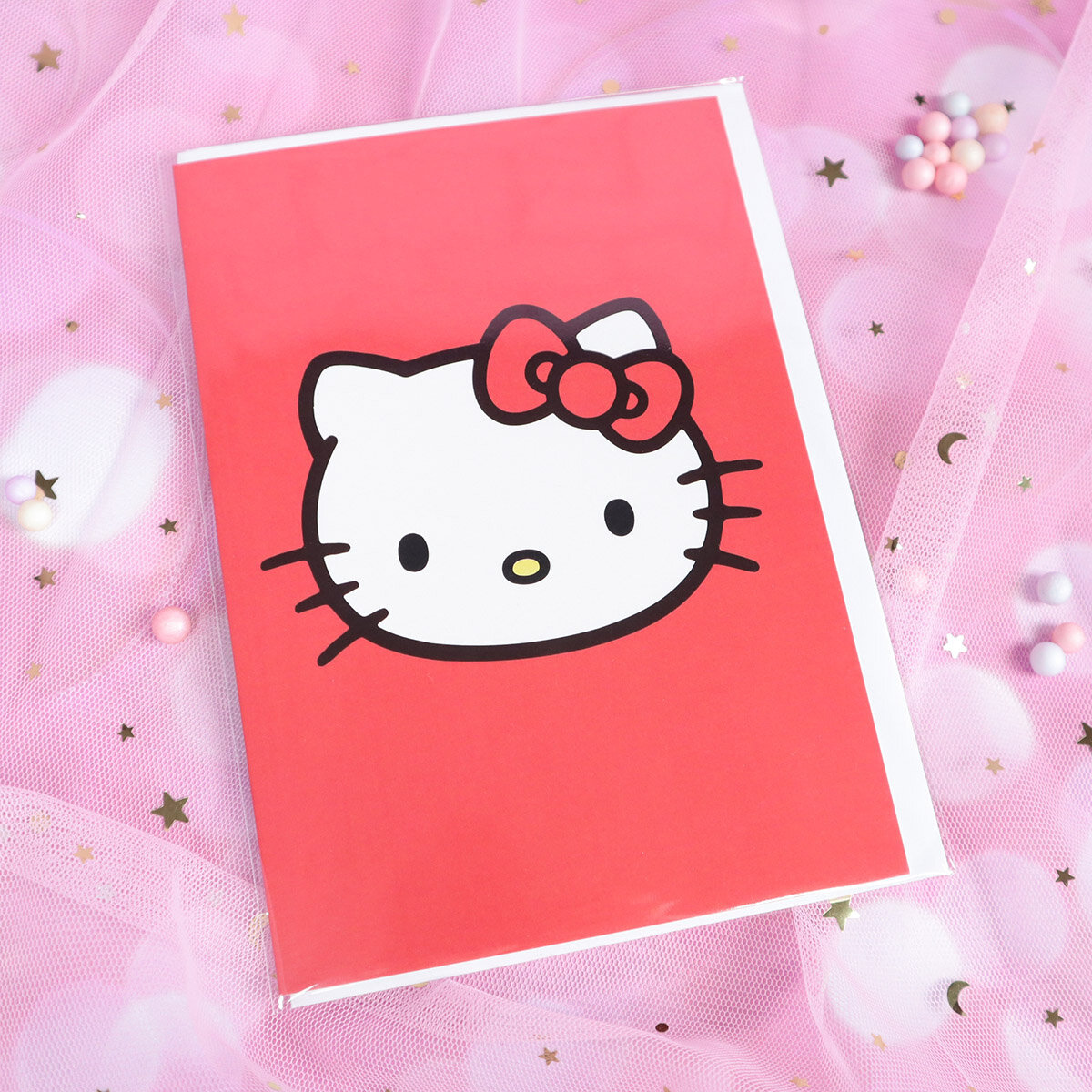 Rött kort med kuvert - Hello Kitty 