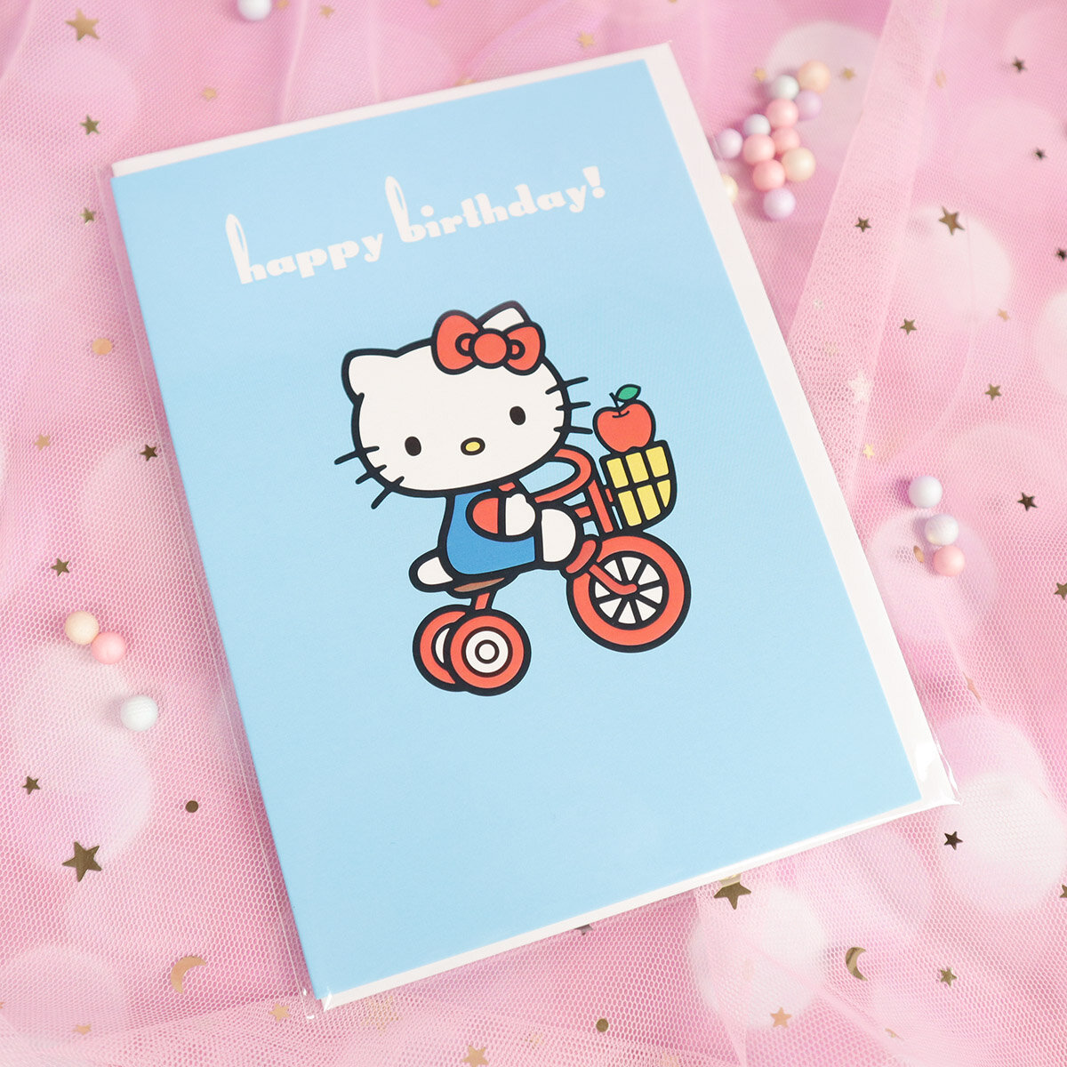 Kort med kuvert - Hello Kitty på cykel