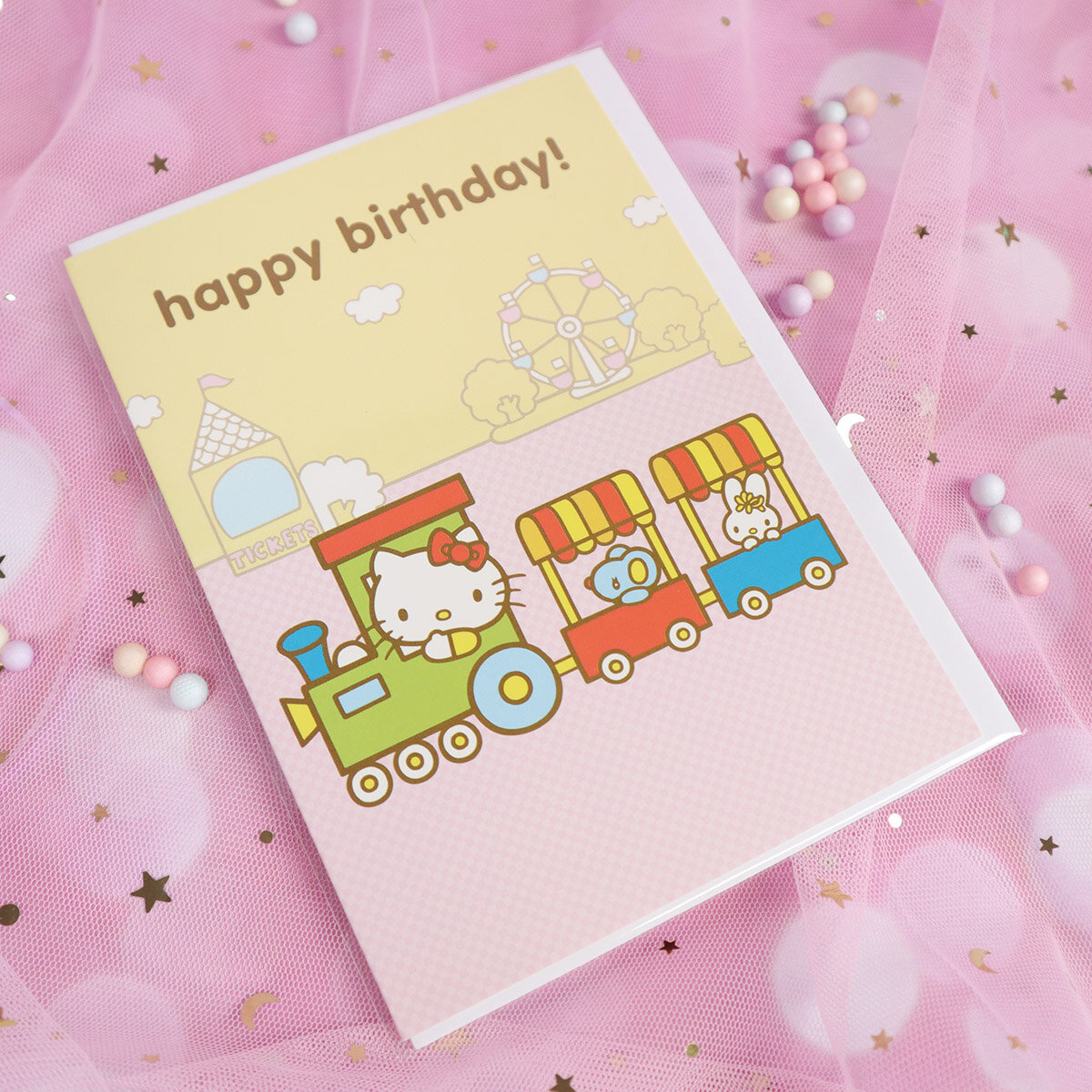 Kort med kuvert - Hello Kitty Birthday Train!