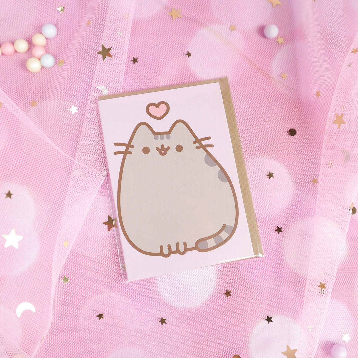 Minikort med kuvert - Pusheen med hjärta