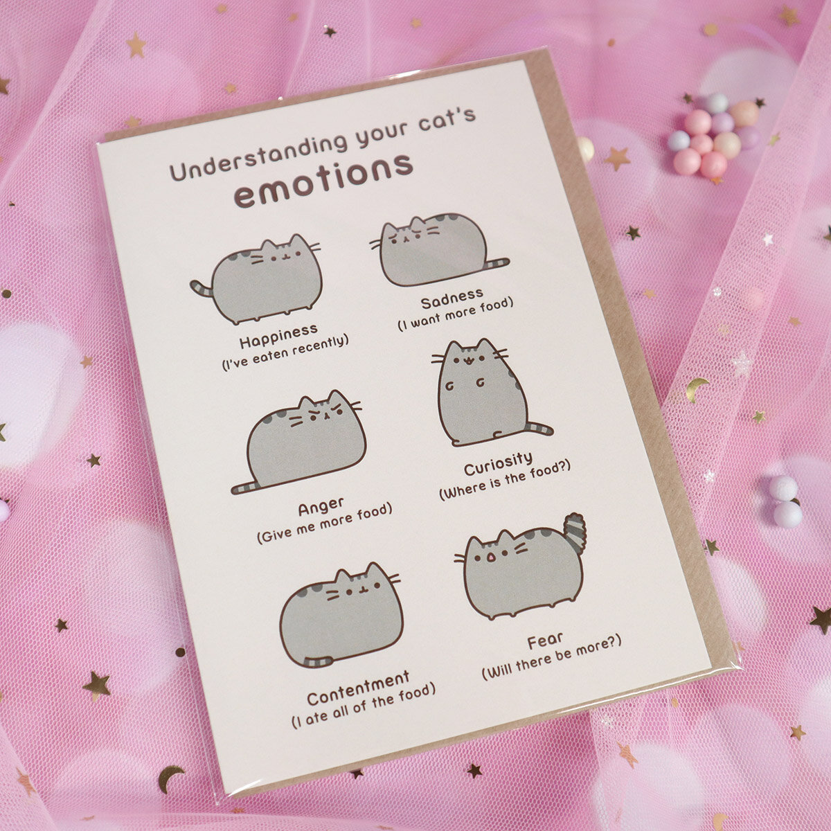Kort med kuvert - Pusheen, understand cat emotions