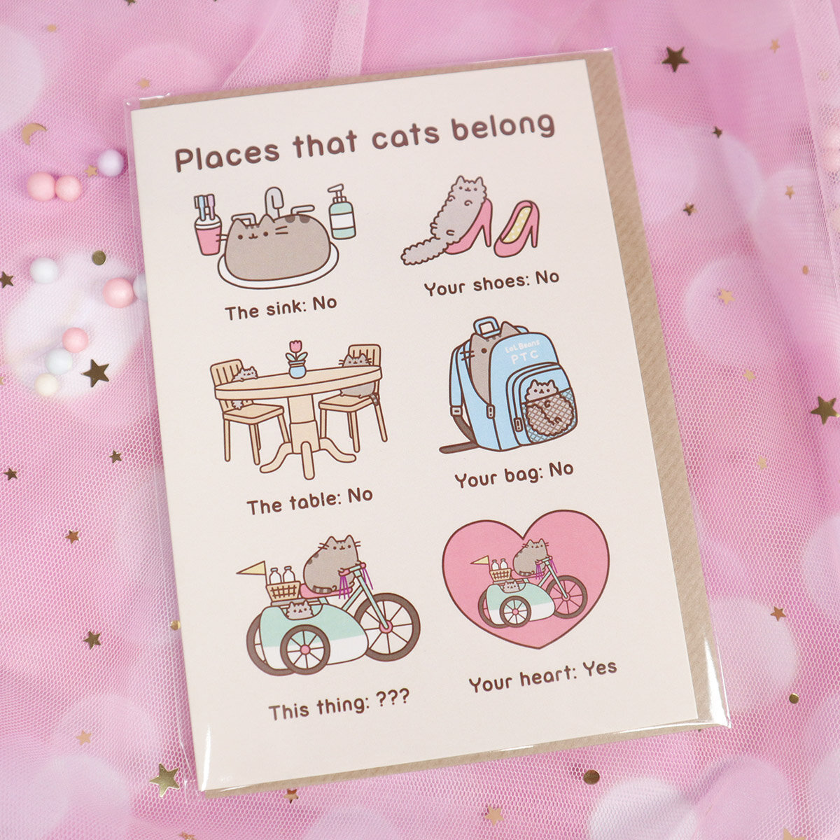 Kort med kuvert - Pusheen, places for cats