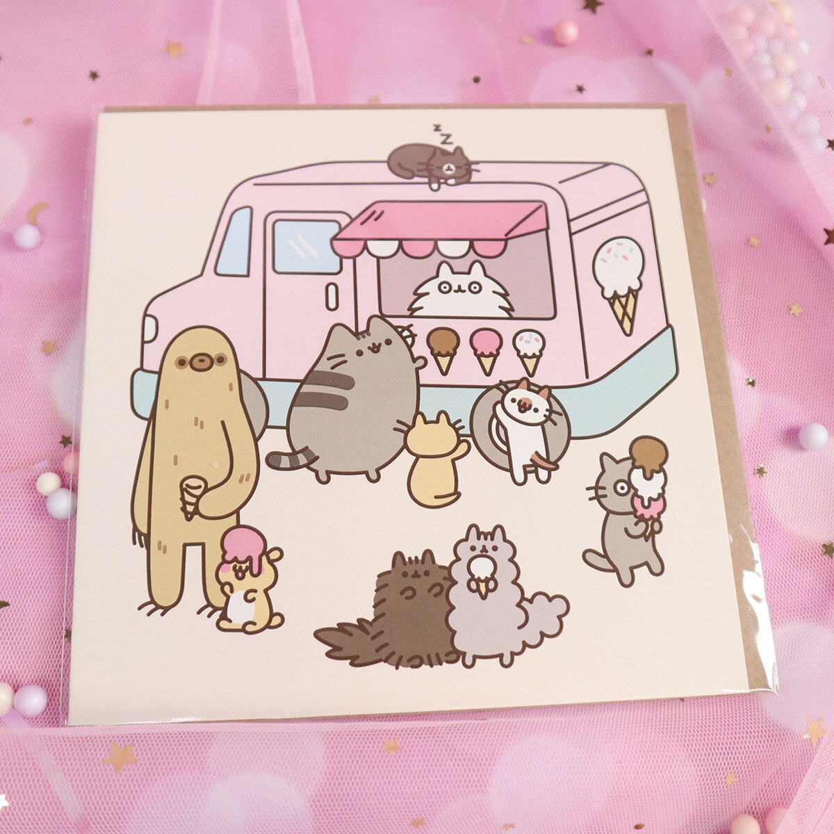 Kort med kuvert - Pusheen Ice Cream Truck